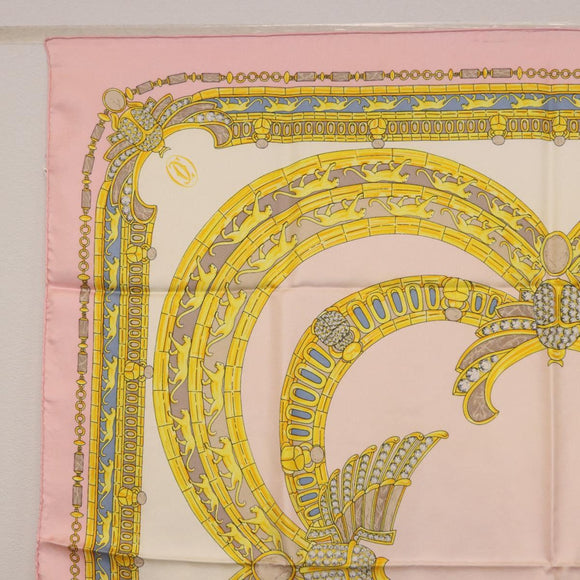 CARTIER Scarf Silk Pink Auth am12074