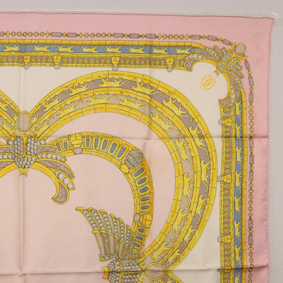 CARTIER Scarf Silk Pink Auth am12074
