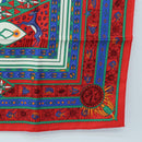 HERMES Carre 90 Scarf ”ORS BLEUS D'AFRIQUE” Silk Red Auth am12076M-10