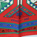 HERMES Carre 90 Scarf ”ORS BLEUS D'AFRIQUE” Silk Red Auth am12076M-12