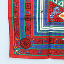 HERMES Carre 90 Scarf ”ORS BLEUS D'AFRIQUE” Silk Red Auth am12076M-8