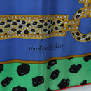 CARTIER Leopard Pattern Scarf Silk Green Blue Auth am12079M-11