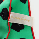 CARTIER Leopard Pattern Scarf Silk Green Blue Auth am12079M-14