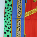 CARTIER Leopard Pattern Scarf Silk Green Blue Auth am12079M-5