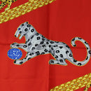 CARTIER Leopard Pattern Scarf Silk Green Blue Auth am12079M-6