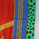 CARTIER Leopard Pattern Scarf Silk Green Blue Auth am12079M-7