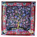 HERMES Carre 90 Scarf ”fantaisies indiennes” Silk Red Black Auth am12080M-1