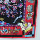 HERMES Carre 90 Scarf ”fantaisies indiennes” Silk Red Black Auth am12080M-10