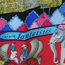 HERMES Carre 90 Scarf ”fantaisies indiennes” Silk Red Black Auth am12080M-12