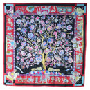 HERMES Carre 90 Scarf ”fantaisies indiennes” Silk Red Black Auth am12080M-15