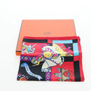 HERMES Carre 90 Scarf ”fantaisies indiennes” Silk Red Black Auth am12080M-16