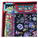 HERMES Carre 90 Scarf ”fantaisies indiennes” Silk Red Black Auth am12080M-2