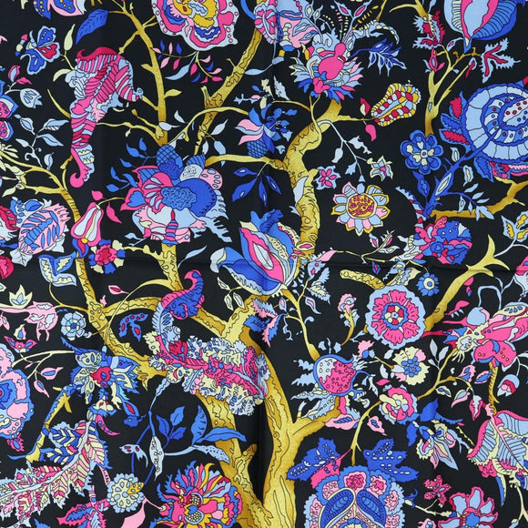 HERMES Carre 90 Scarf ”fantaisies indiennes” Silk Red Black Auth am12080M