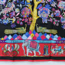 HERMES Carre 90 Scarf ”fantaisies indiennes” Silk Red Black Auth am12080M-9