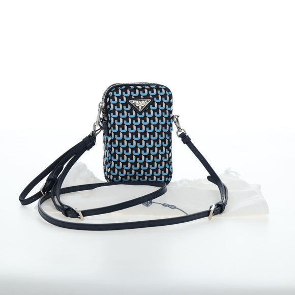 PRADA Mini Shoulder Bag Nylon Blue Silver 1N1860 Auth am12089V