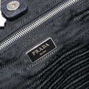PRADA Tote Bag Nylon Black Silver Auth am12091A-16