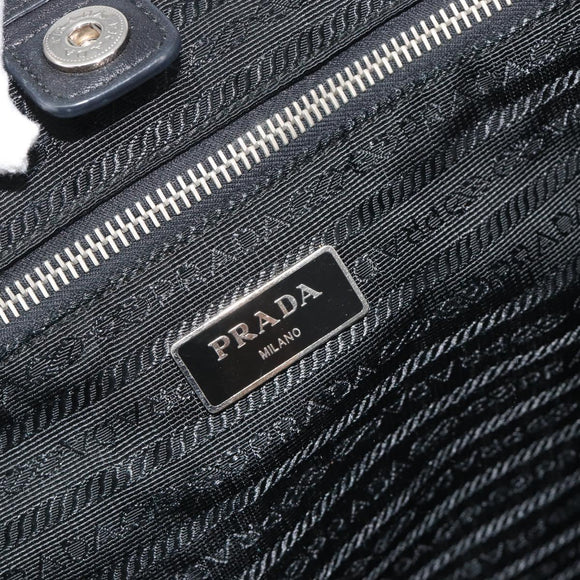 PRADA Tote Bag Nylon Black Silver Auth am12091A