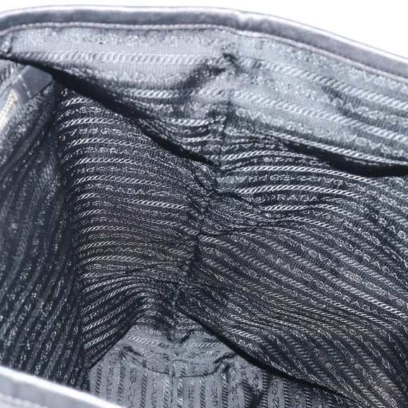 PRADA Tote Bag Nylon Black Silver Auth am12091A