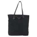 PRADA Tote Bag Nylon Black Silver Auth am12091A-2
