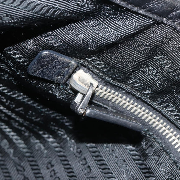 PRADA Tote Bag Nylon Black Silver Auth am12091A