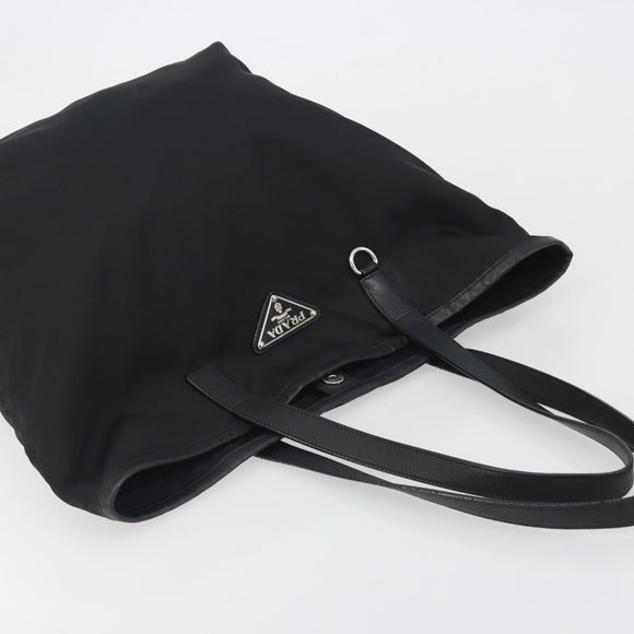 PRADA Tote Bag Nylon Black Silver Auth am12091A