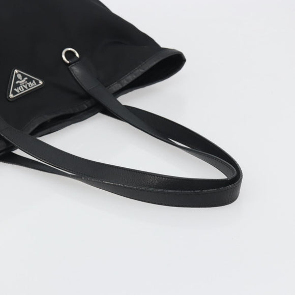 PRADA Tote Bag Nylon Black Silver Auth am12091A