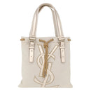 SAINT LAURENT Kahala Tote Bag Canvas Ivory Gold 123435 Auth am12092V-13