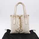 SAINT LAURENT Kahala Tote Bag Canvas Ivory Gold 123435 Auth am12092V-12
