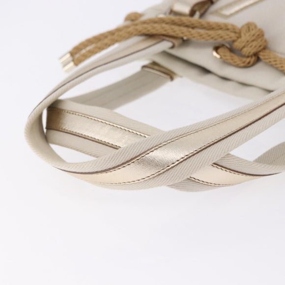 SAINT LAURENT Kahala Tote Bag Canvas Ivory Gold 123435 Auth am12092V