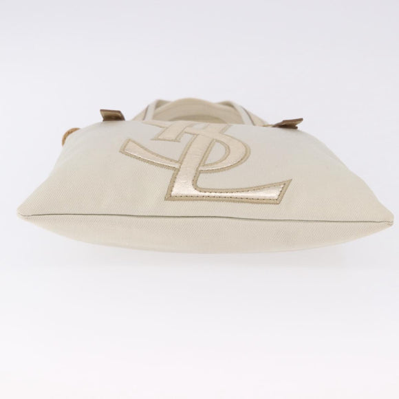 SAINT LAURENT Kahala Tote Bag Canvas Ivory Gold 123435 Auth am12092V