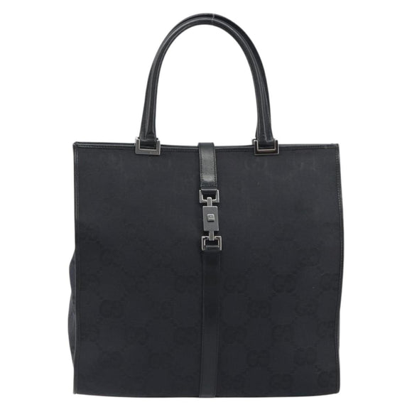 GUCCI GG Canvas Tote Bag Black Silver 002 1064 3444 Auth am12094V