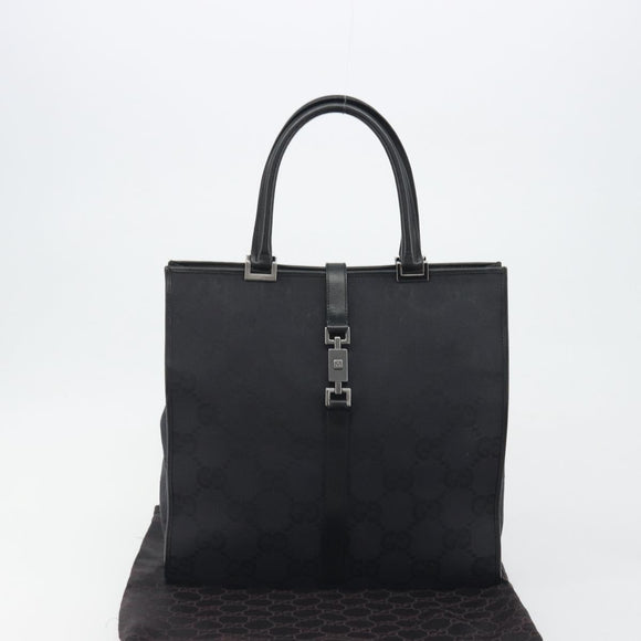 GUCCI GG Canvas Tote Bag Black Silver 002 1064 3444 Auth am12094V