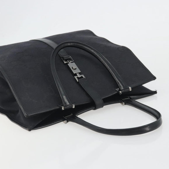 GUCCI GG Canvas Tote Bag Black Silver 002 1064 3444 Auth am12094V