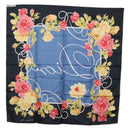 Christian Dior Floral Scarf Silk Black Blue Auth am12095M-12