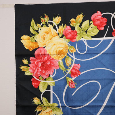 Christian Dior Floral Scarf Silk Black Blue Auth am12095M - 0