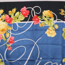 Christian Dior Floral Scarf Silk Black Blue Auth am12095M-3