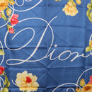 Christian Dior Floral Scarf Silk Black Blue Auth am12095M-6