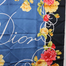 Christian Dior Floral Scarf Silk Black Blue Auth am12095M-7