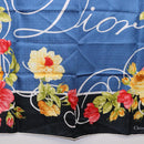 Christian Dior Floral Scarf Silk Black Blue Auth am12095M-9