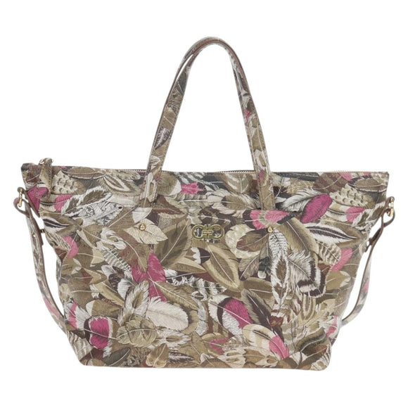 Salvatore Ferragamo Quill Hand Bag Leather 2way Multicolor Gold Auth am12096V