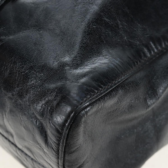 Miu Miu Hand Bag Leather 2way Black Gold Auth am12097SAV