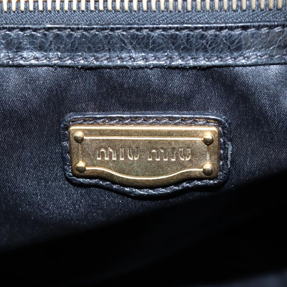 Miu Miu Hand Bag Leather 2way Black Gold Auth am12097SAV