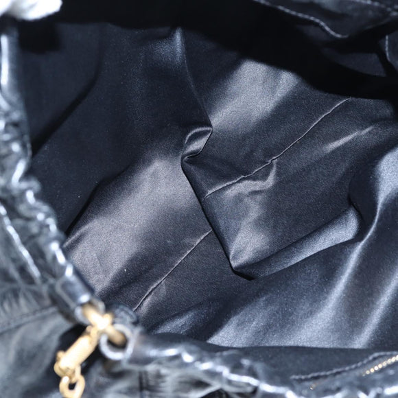 Miu Miu Hand Bag Leather 2way Black Gold Auth am12097SAV