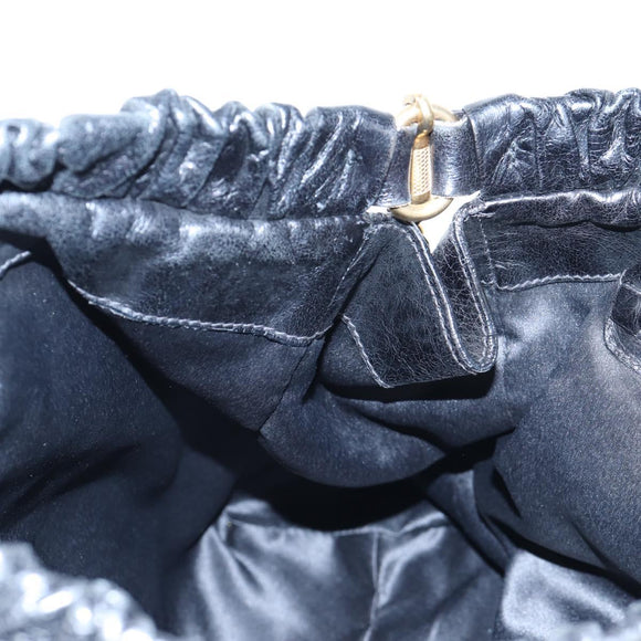 Miu Miu Hand Bag Leather 2way Black Gold Auth am12097SAV