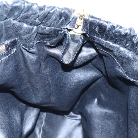 Miu Miu Hand Bag Leather 2way Black Gold Auth am12097SAV