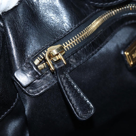 Miu Miu Hand Bag Leather 2way Black Gold Auth am12097SAV