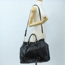 Miu Miu Hand Bag Leather 2way Black Gold Auth am12097SAV-25