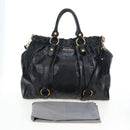Miu Miu Hand Bag Leather 2way Black Gold Auth am12097SAV-12
