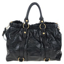 Miu Miu Hand Bag Leather 2way Black Gold Auth am12097SAV-2