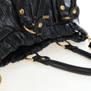Miu Miu Hand Bag Leather 2way Black Gold Auth am12097SAV-6